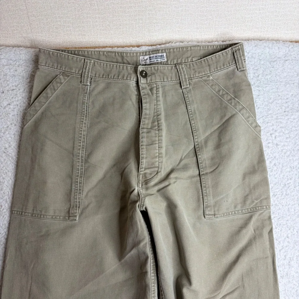 Vintage Abercrombie & Fitch Baker Military Pants Olive Drab 36R (34x31) Wide Leg